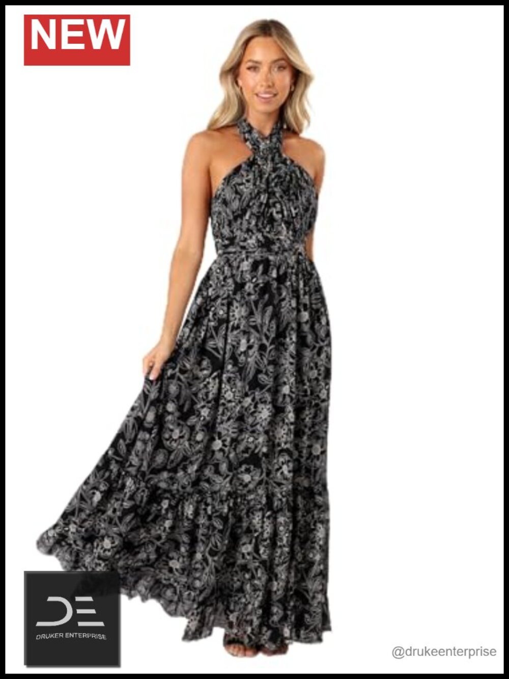 Petal & Pup Lennon Halterneck Maxi Dress, A-line, Sleeveless, Formal